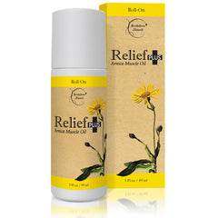 Brookethorne Naturals Relief Plus Arnica Muscle Oil roll-on bottle for post-workout relief