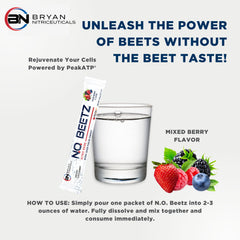 Bryan Nitriceuticals N.O. Beetz hydration-ready packaging for on-the-go use.