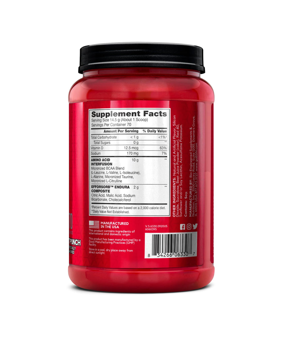 Display of BSN AMINO X flavors, including fruit punch, for keto-friendly options
