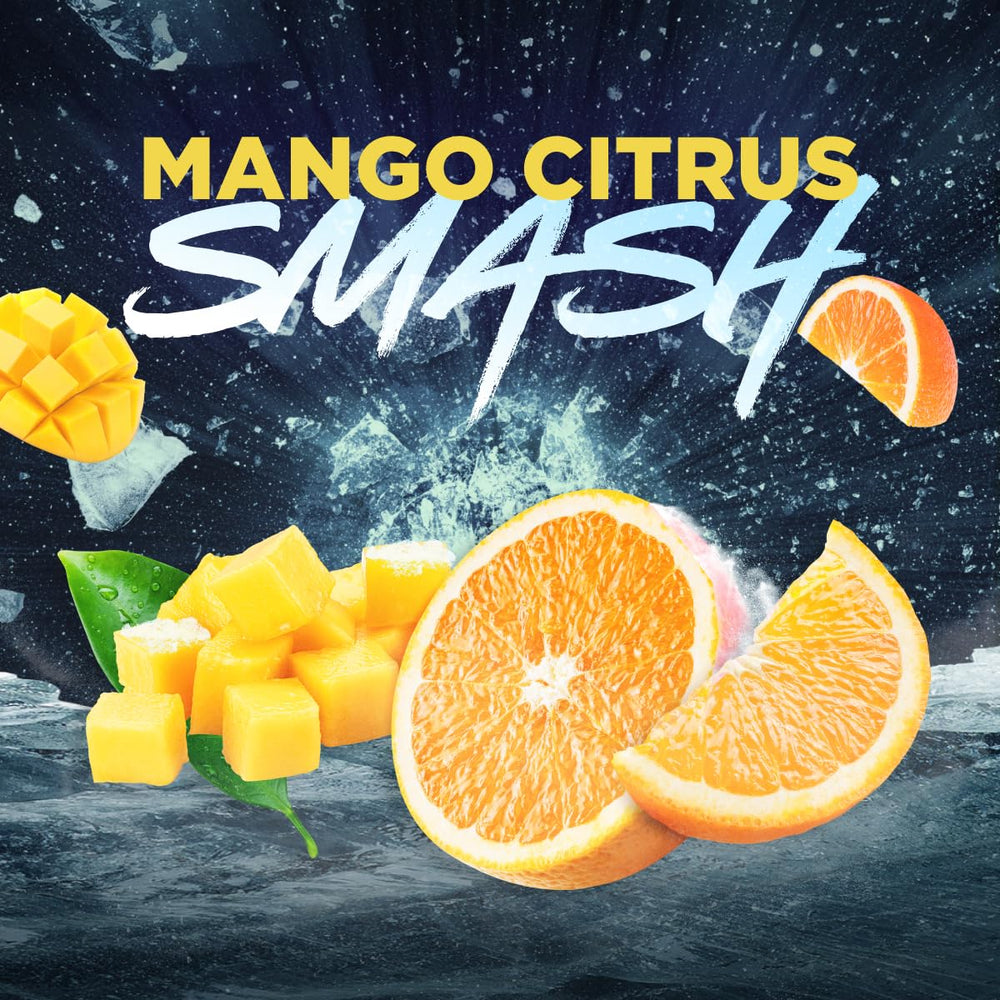 BSN N.O.-XPLODE Cool Rush tub front showing mango citrus flavor profile.