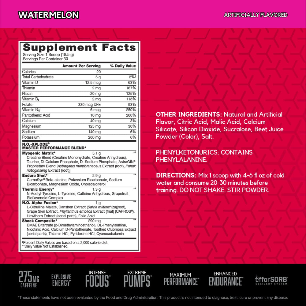 BSN N.O.-XPLODE scoop for easy daily dosing.