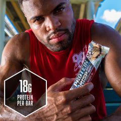 Slice of BSN Protein Crisp Bar vanilla marshmallow close-up