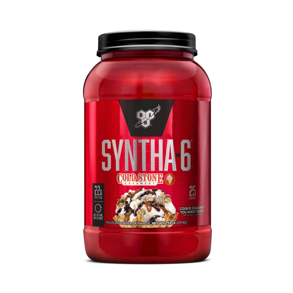 BSN Syntha-6 tub with Cold Stone Cookie Dough flavor for versatile post-workout shakes