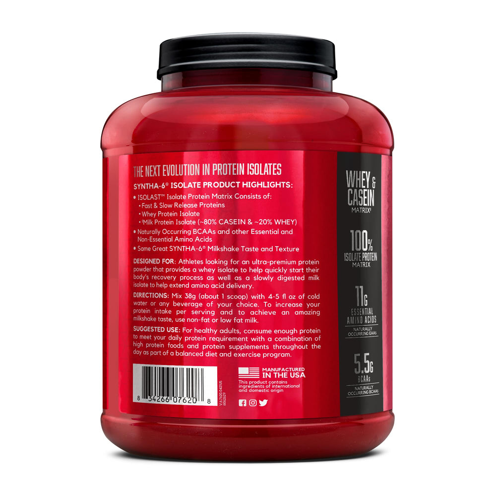 BSN SYNTHA-6 ISOLATE chocolate-milkshake glass pour captures smooth consistency