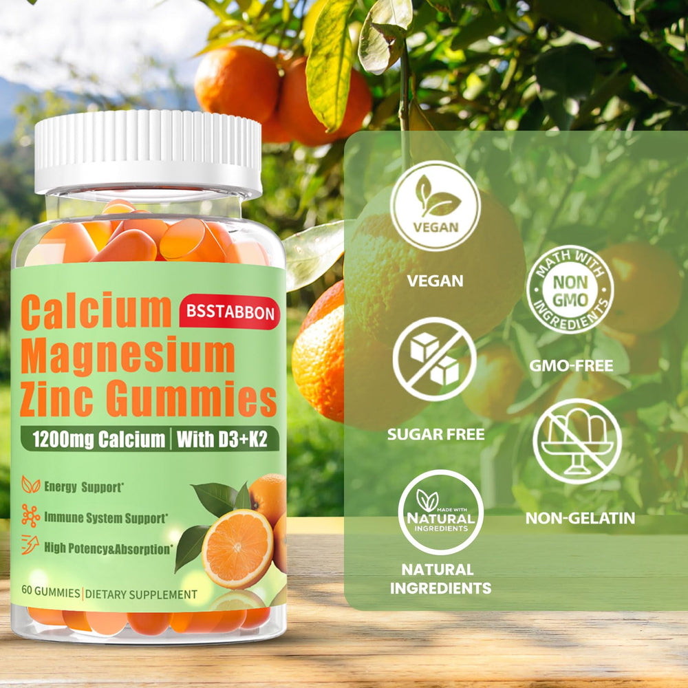 BSSTABBON calcium magnesium zinc gummies orange flavor close-up