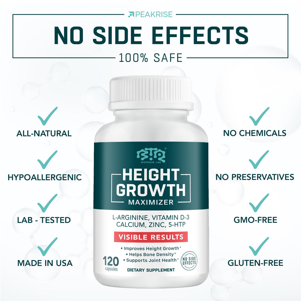 Made in USA packaging for BTQ Biotequelab Height Growth Maximizer emphasizes quality