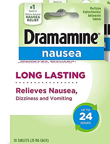 Bubbacare Dramamine-N bottle and packaging designed for long-lasting nausea relief.