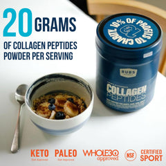 BUBS Naturals collagen peptides dissolving smoothly in coffee for seamless mix.