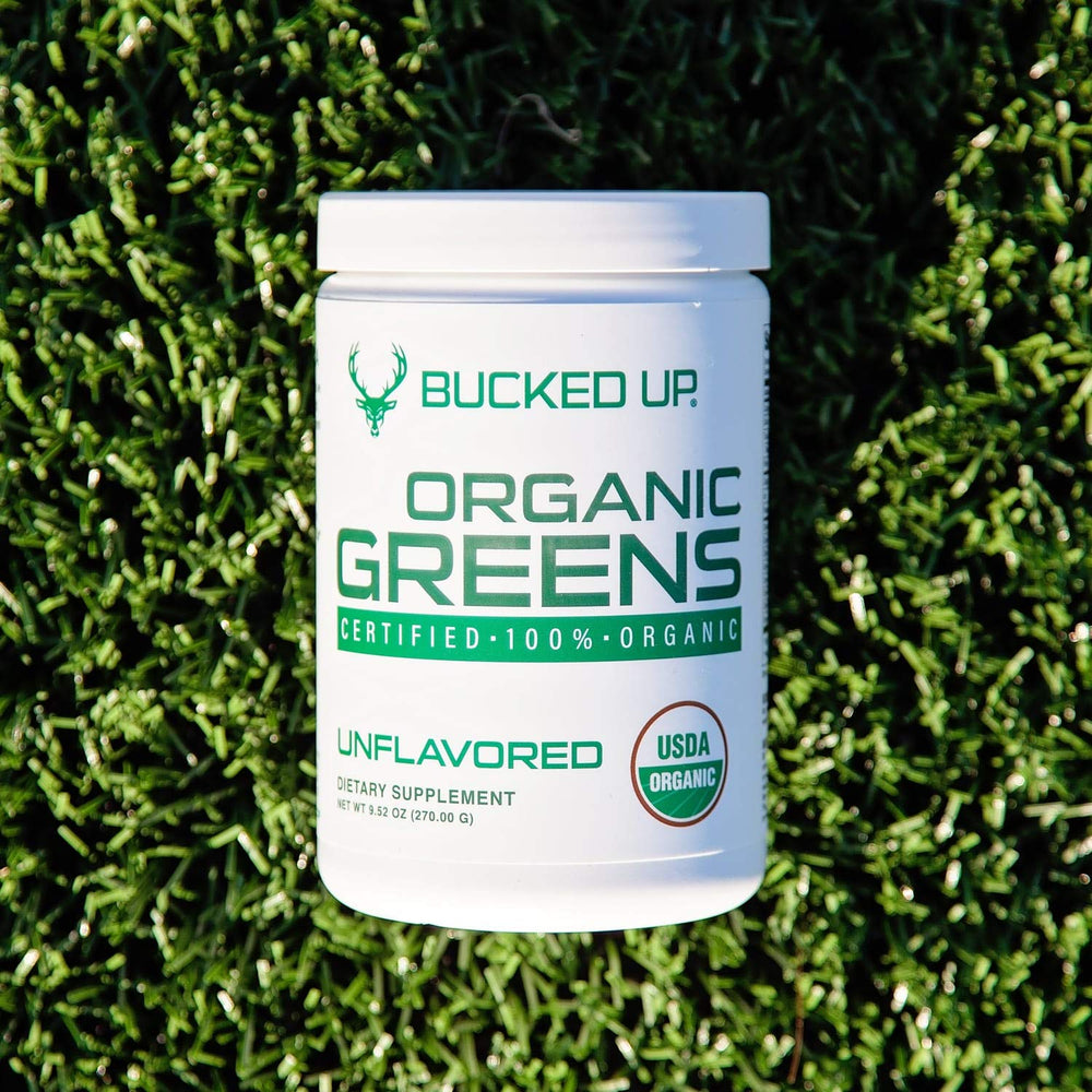Bucked Up Greens Unflavored water-mix poured into a glass for a quick veggie boost.