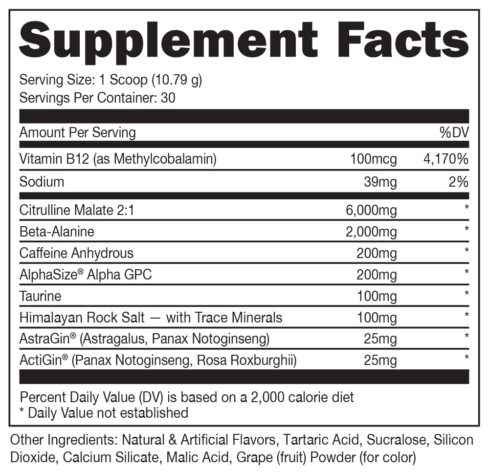 Scoop dispensing Bucked Up grape pre workout for quick serving