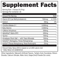 Scoop dispensing Bucked Up grape pre workout for quick serving