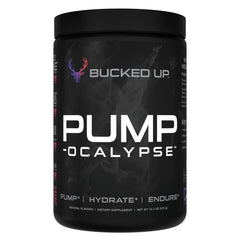 Bucked Up Pump-ocalypse blueberry-pomegranate bottle ready for workouts