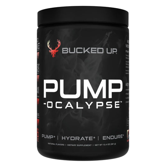 Bucked Up Pump-ocalypse Raspberry Lemonade bottle pour for on-the-go pre-workout use