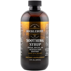 BUCKLEBURY Cough Syrup bottle front for natural throat soothing and family use