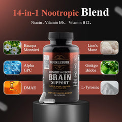 Bucklebury vegan capsules packaging emphasizes plant-based brain health.