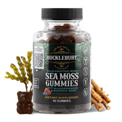 Bucklebury Wildcrafted Sea Moss Gummies bottle for daily immune support.