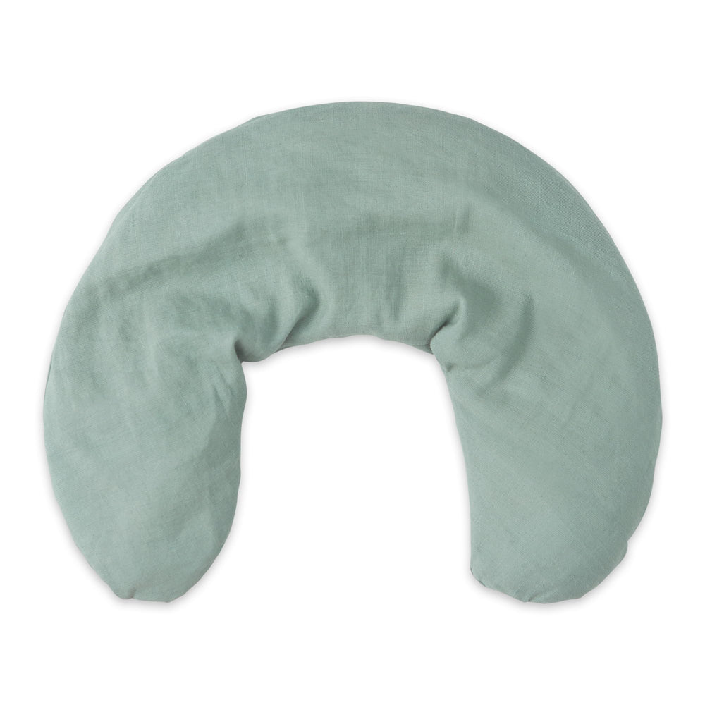 Bucky linen neck pillow sage cover showing soft, breathable surface for heat or cool therapy.