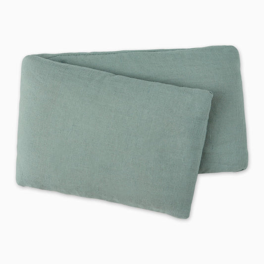 Bucky linen hot and cold wrap in sage, 16x5, contour-friendly for neck and shoulders.