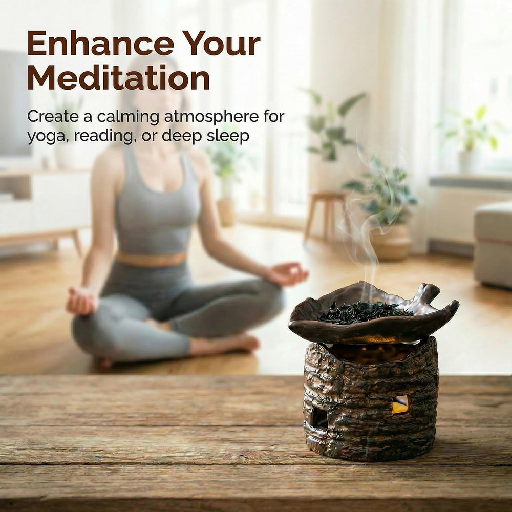 Budifyx Woodland Zen Burner rustic bark texture adds vintage charm.