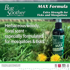 Bug Soother MAX aplicación en la mano: spray cómodo para uso al aire libre.