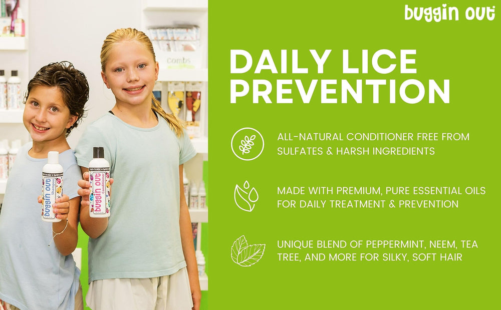 Buggin Out Lice Prevention Shampoo pump dispensing for easy daily application