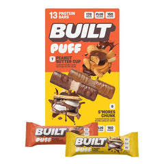 Built Bar Peanut Butter Cup Puff bar: creamy peanut butter in a fluffy puff, protein-packed