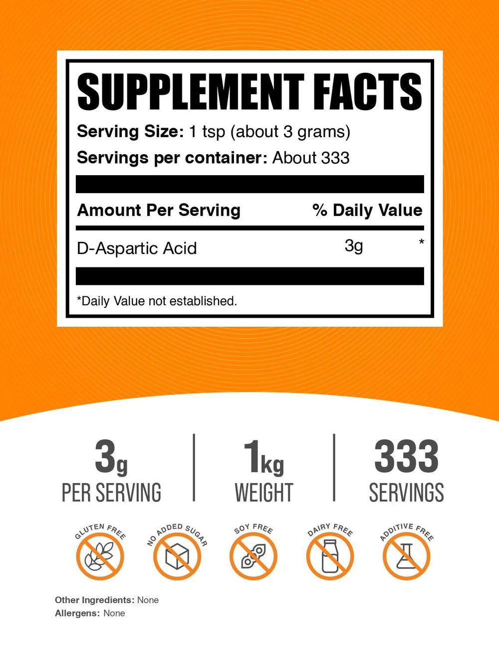 D-Aspartic Acid powder with scoop for daily use