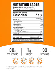 BulkSupplements Egg White Protein Powder tub close-up emphasizing purity and unflavored content.