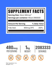BulkSupplements folic acid powder 1kg pack highlights value and long term use