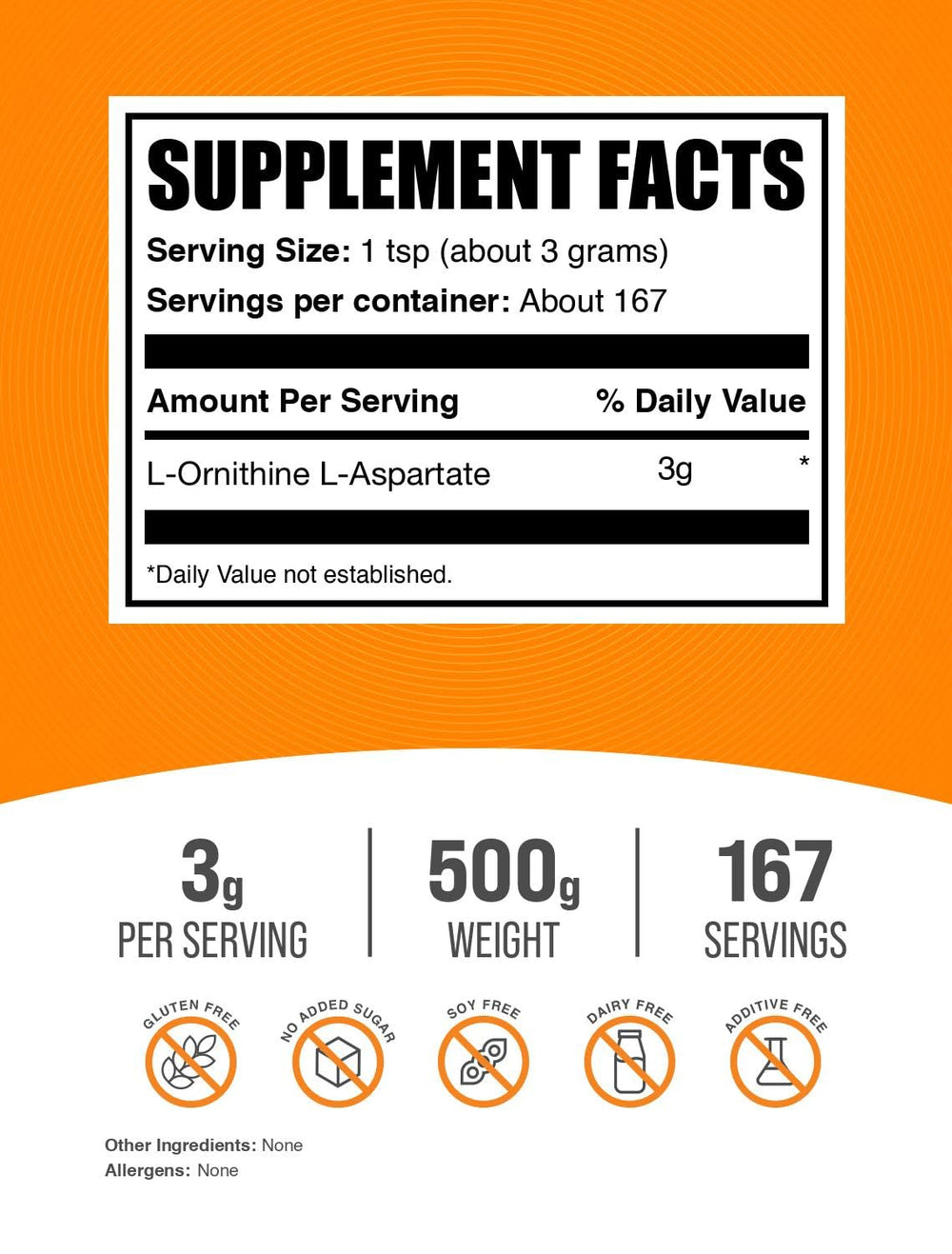 Scoop of BulkSupplements L-Ornithine L-Aspartate powder for convenient serving
