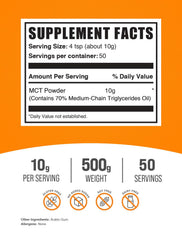 BulkSupplements MCT Powder being poured into a glass for quick mixing.