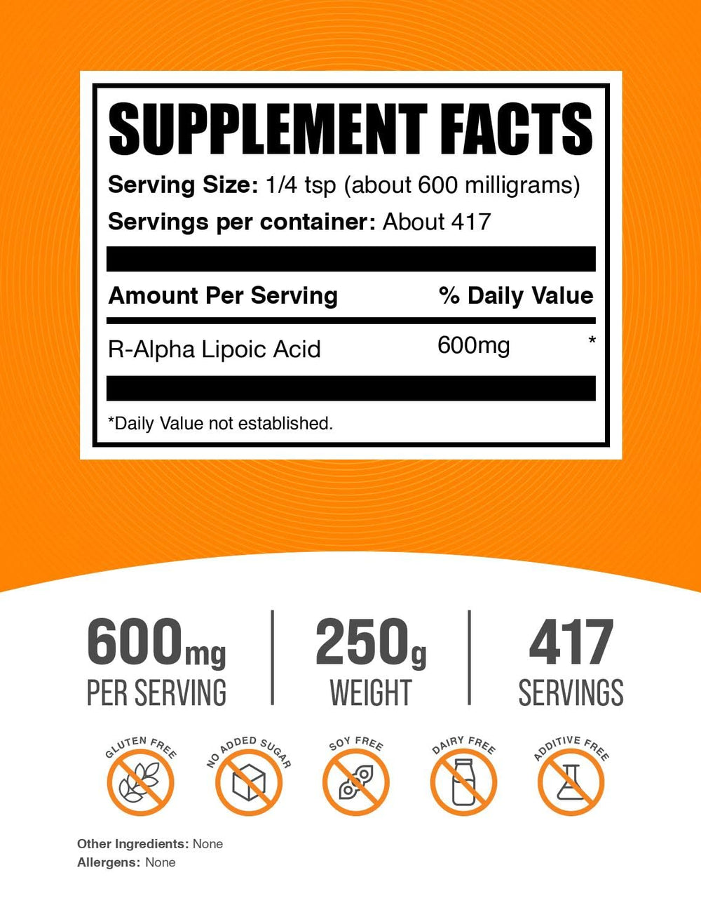 R-ALA 200mg powder portion packet ready for easy serving.