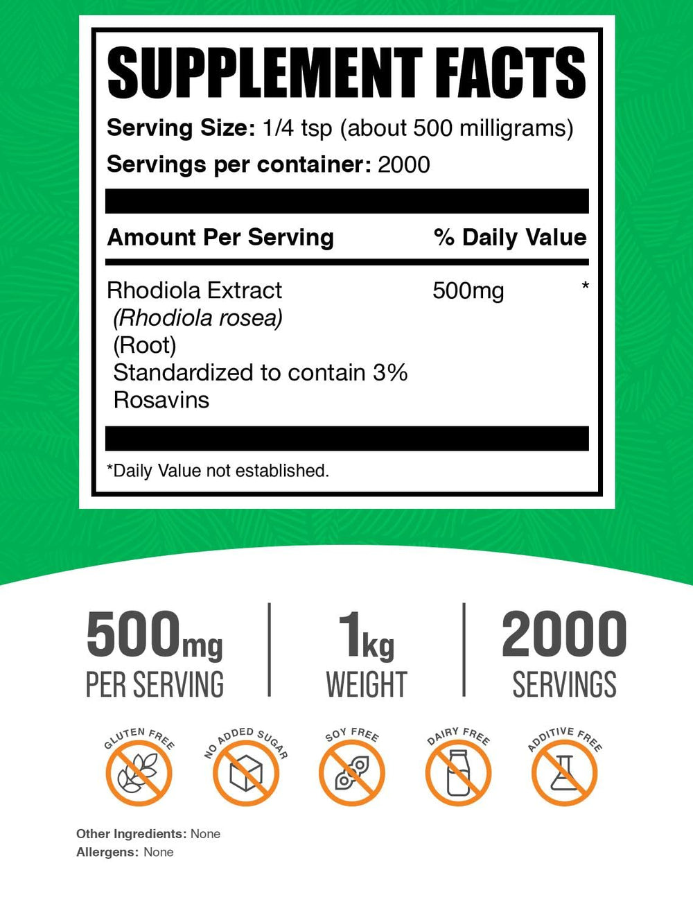 BulkSupplements Rhodiola Rosea extract with 3% Rosavins jar highlighting potent extract