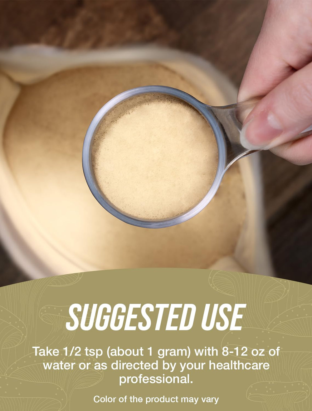 Dissolving Tremella Mushroom Extract powder shown blending into a drink.