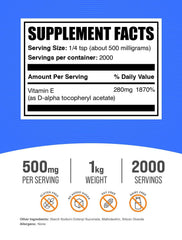 BulkSupplements Vitamin E 400 IU powder scoop for easy, precise servings.