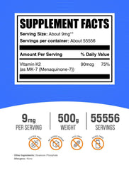 BulkSupplements Vitamin K2 MK-7 powder with daily use scoop