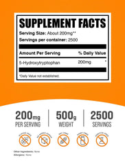 BulkSupplements 5-HTP powder scoop, perfect for precise dosing.