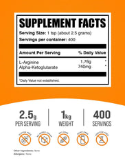 BulkSupplements AAKG powder scoop included for precise 2.5 g servings.