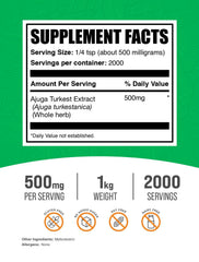 Ajuga Turkest Extract powder bottle pour for easy daily dosing in a vegan gluten-free routine.