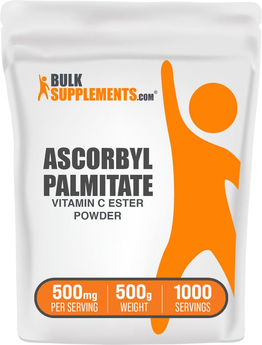 BulkSupplements Ascorbyl Palmitate powder bottle for daily vitamin C support.