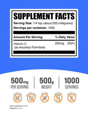 BulkSupplements Ascorbyl Palmitate powder scoop showing easy, measured daily dosage.
