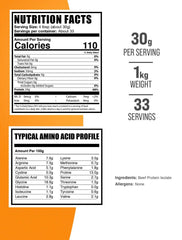 Beef protein isolate serving spoon ready for post-workout use.