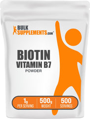 BulkSupplements Biotin 10000mcg powder bottle for daily use supports hair health