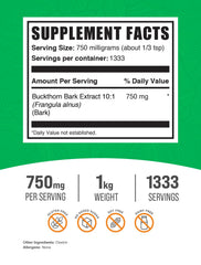 BulkSupplements Buckthorn Bark Extract powder close-up showing natural color