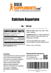 BulkSupplements calcium aspartate powder label closeup noting gluten-free and 200 mg per serving
