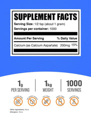BulkSupplements calcium aspartate powder with scoop showing easy dosage