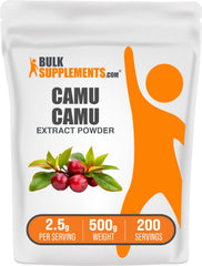 BulkSupplements Camu Camu extract powder packaging for convenient daily use.