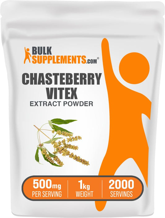 BulkSupplements chasteberry extract powder bottle for daily vegan wellness