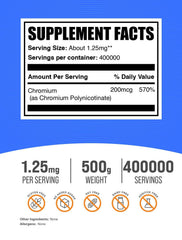 BulkSupplements Chromium GTF powder with scoop enables easy daily measurement.