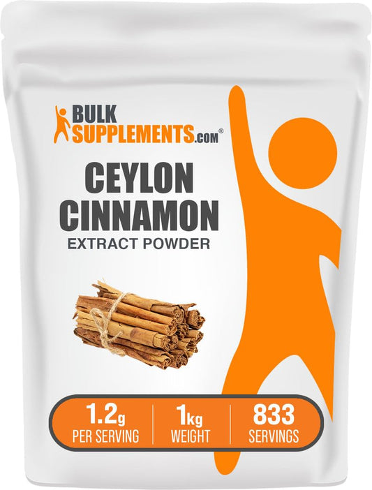 BulkSupplements Cinnamon Bark Extract powder bag, ideal for daily smoothies